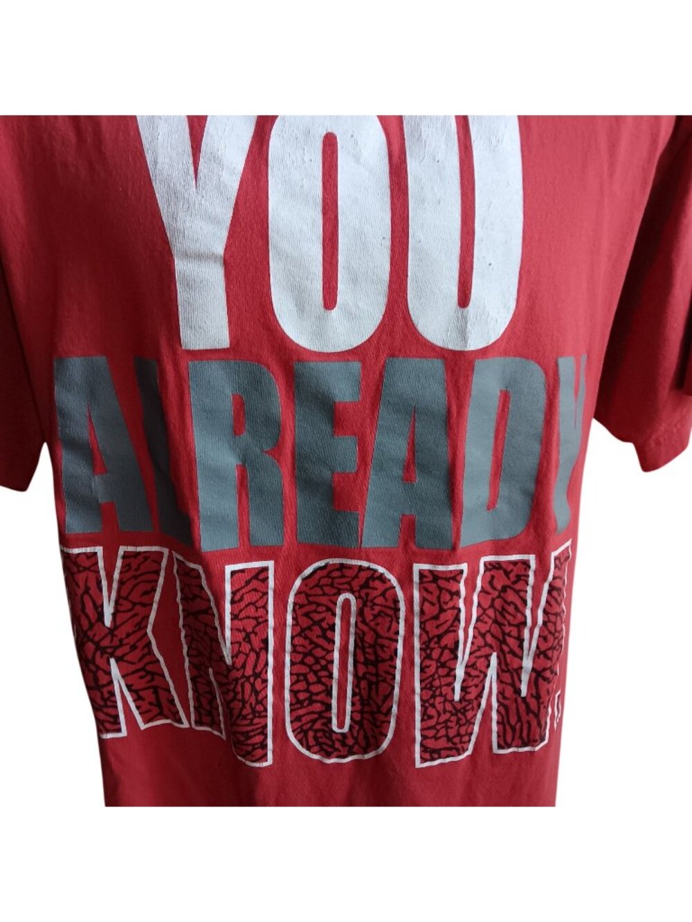 Vintage Large T-shirt 1990's Mens BIG PRINT SPELLOUT You Already Know hip hop